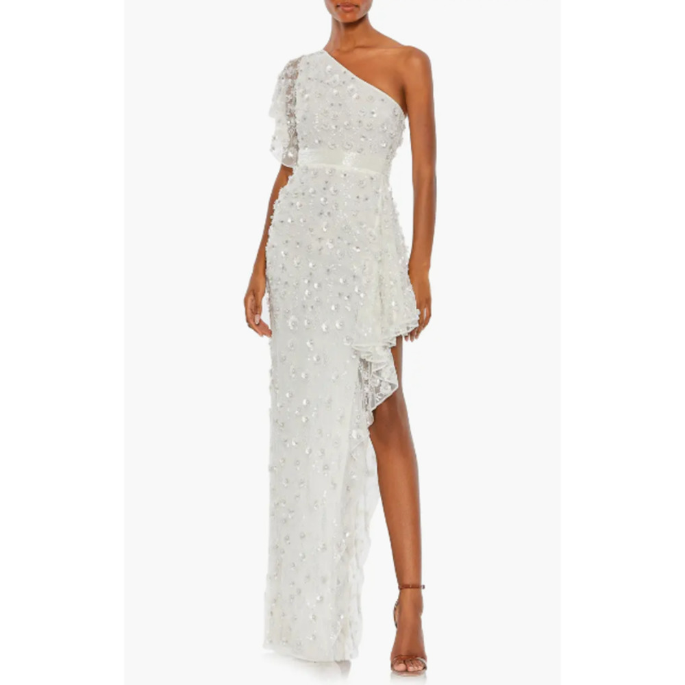 Mac Duggal White Asymmetrical Dress
